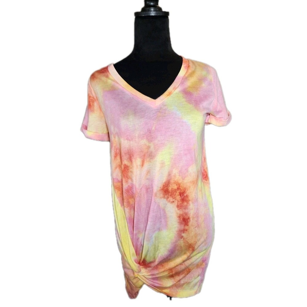 Hyfve Hyfve Hyfve Tie Dye Women's Tunic T-Shirt Bright Summer Soft Long Knotted